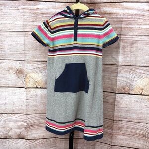 Hanna Andersson Dress Grey Striped Hoodie Sweater Dress Size 6